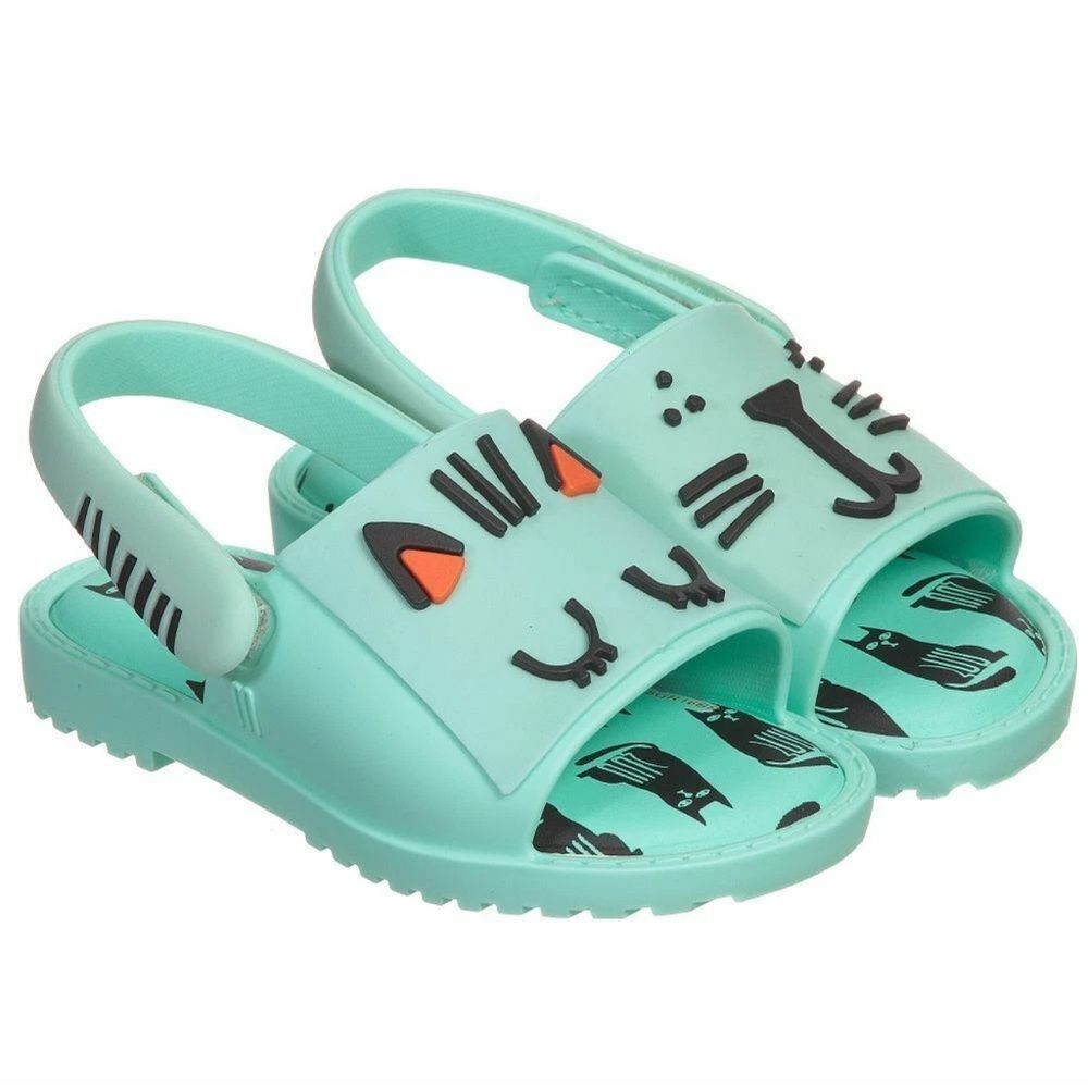 MINI MELISSA Mia + Fabula Mint Green Cat Kitten Sandals Shoes Toddler Girl's  7